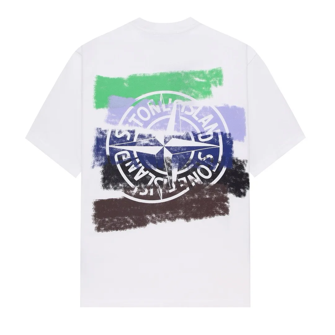 W675#P110💰 [Stone lsland/Stone Island summer new Rome, Milan, Florence city limited version printed pattern short-sleeved T-shirt] ⚠️[Original creation, high control of details] - Made of 260 grams of combed cotton, 32 count double yarn, soft and comfortable to the touch, sweat-absorbent and breathable. - Simple basic and versatile style, original single quality, the first choice for couples. - Made by a large factory, four needles and five threads on the shoulder, neat routing, high quality workmanship. -Same style for men and women, very versatile, one piece for everyone, details are clearly visible. Color: Black White Size: M L
